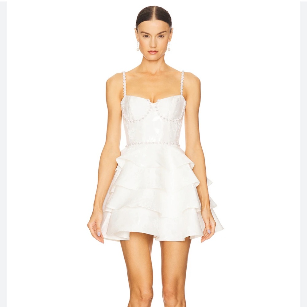 V. Chapman White Tiered Ruffle Mini Dress